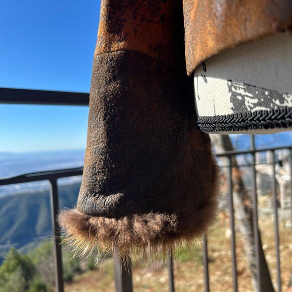 HOSS COUTURE Upscale Genuine Leather Jacket w/ Beaver Fur Collar + Cuffs, S/M - Picture 12 of 16